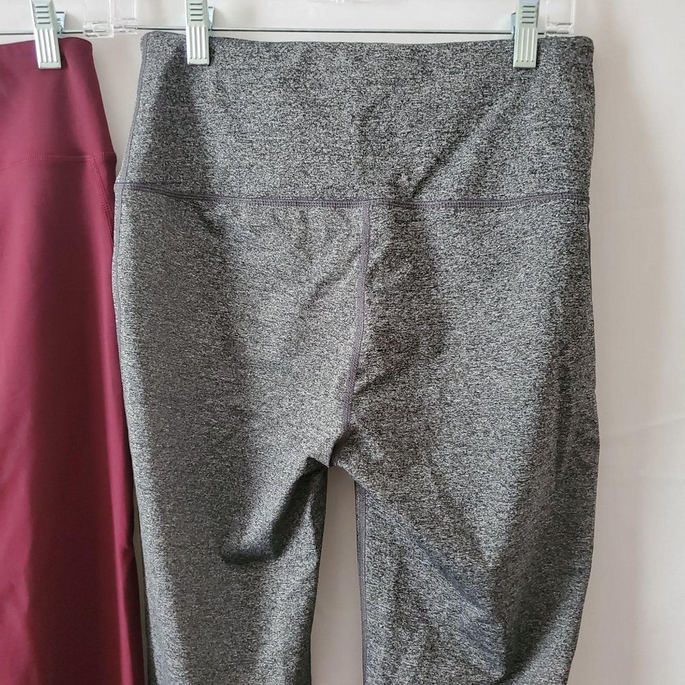 Set Of 2 MOCOLY & Chin Fun Women's Bootleg Leggings Burgundy/Gray Medium NWT - Picture 7 of 16